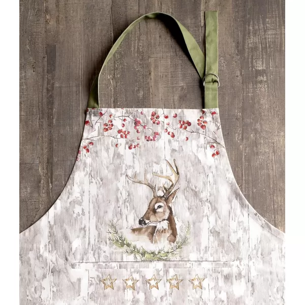 Maison d Hermine Apron 100 Cotton 2750 Inch x 3150 Inch 1 Piece Adjustable Neck Strap Cloth Apron with Center Pocket amp Long Ties for Gifts Chef Women amp Men Damask  ThanksgivingChristmas26  Mountain Life