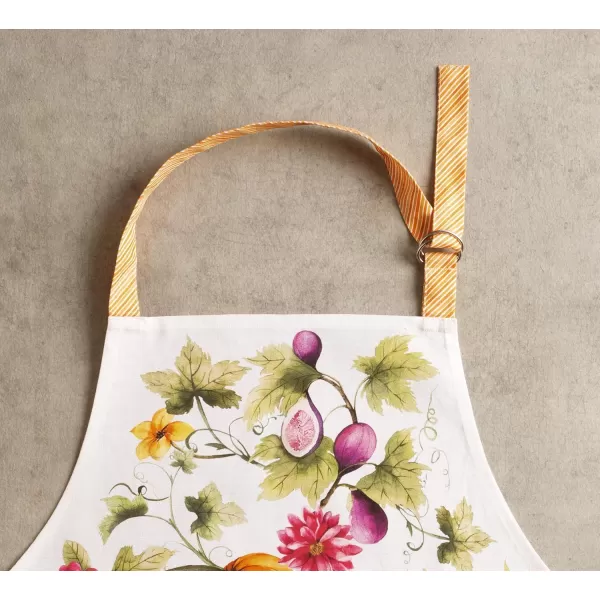 Maison d Hermine Apron 100 Cotton 2750 Inch x 3150 Inch 1 Piece Adjustable Neck Strap Cloth Apron with Center Pocket amp Long Ties for Gifts Chef Women amp Men Damask  ThanksgivingChristmas19  Pumpkin Garden  Cloudy Cream