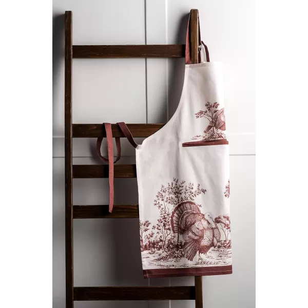 Maison d Hermine Apron 100 Cotton 2750 Inch x 3150 Inch 1 Piece Adjustable Neck Strap Cloth Apron with Center Pocket amp Long Ties for Gifts Chef Women amp Men Damask  ThanksgivingChristmas35  Holy Jouy  Brown