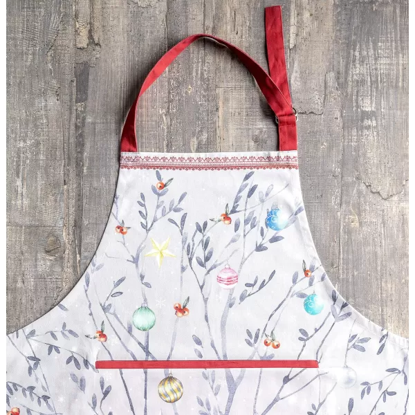 Maison d Hermine Apron 100 Cotton 2750 Inch x 3150 Inch 1 Piece Adjustable Neck Strap Cloth Apron with Center Pocket amp Long Ties for Gifts Chef Women amp Men Damask  ThanksgivingChristmas21  Fairy Christmas