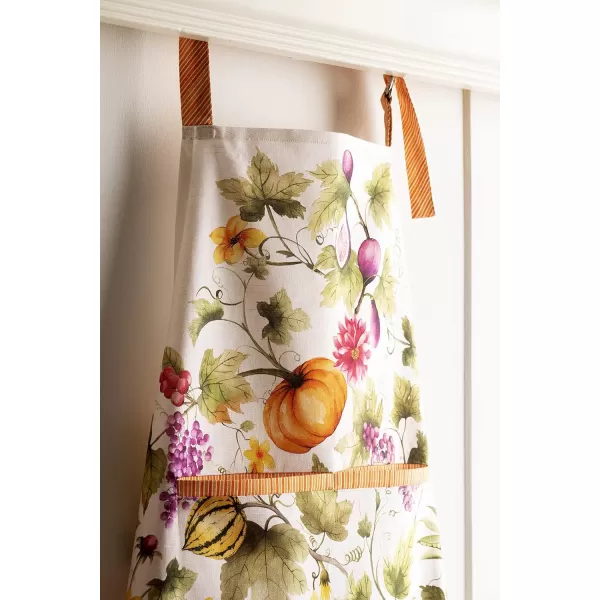 Maison d Hermine Apron 100 Cotton 2750 Inch x 3150 Inch 1 Piece Adjustable Neck Strap Cloth Apron with Center Pocket amp Long Ties for Gifts Chef Women amp Men Damask  ThanksgivingChristmas19  Pumpkin Garden  Cloudy Cream