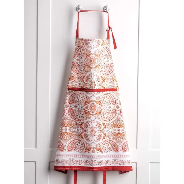 Maison d Hermine Apron 100 Cotton 2750 Inch x 3150 Inch 1 Piece Adjustable Neck Strap Cloth Apron with Center Pocket amp Long Ties for Gifts Chef Women amp Men Damask  ThanksgivingChristmas25  Orient