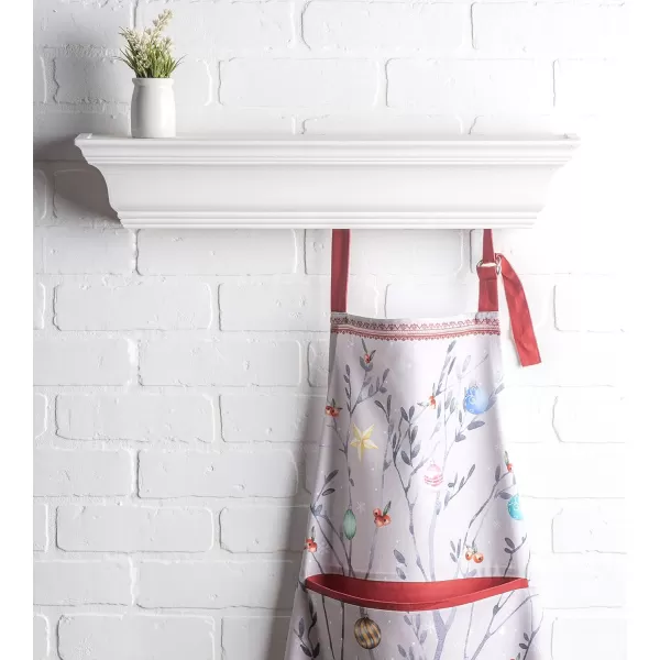 Maison d Hermine Apron 100 Cotton 2750 Inch x 3150 Inch 1 Piece Adjustable Neck Strap Cloth Apron with Center Pocket amp Long Ties for Gifts Chef Women amp Men Damask  ThanksgivingChristmas21  Fairy Christmas