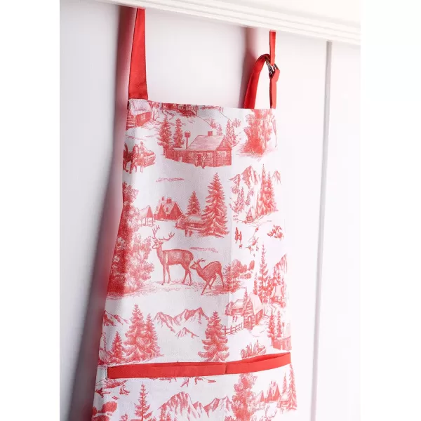 Maison d Hermine Apron 100 Cotton 2750 Inch x 3150 Inch 1 Piece Adjustable Neck Strap Cloth Apron with Center Pocket amp Long Ties for Gifts Chef Women amp Men Damask  ThanksgivingChristmas46  Winter Jouy