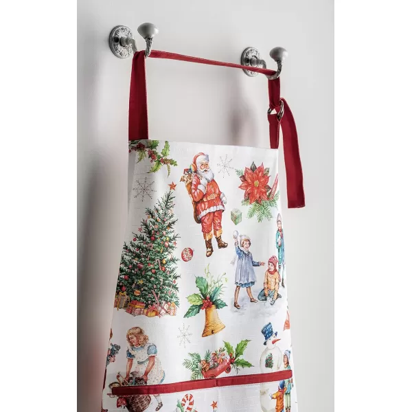 Maison d Hermine Apron 100 Cotton 2750 Inch x 3150 Inch 1 Piece Adjustable Neck Strap Cloth Apron with Center Pocket amp Long Ties for Gifts Chef Women amp Men Damask  ThanksgivingChristmas23  Chromo