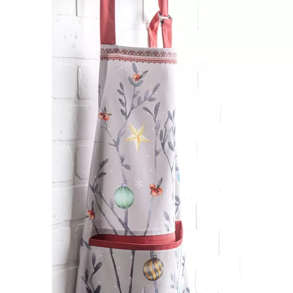 Maison d Hermine Apron 100 Cotton 2750 Inch x 3150 Inch 1 Piece Adjustable Neck Strap Cloth Apron with Center Pocket amp Long Ties for Gifts Chef Women amp Men Damask  ThanksgivingChristmas21  Fairy Christmas