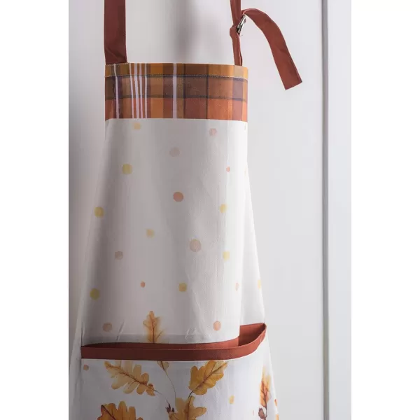 Maison d Hermine Apron 100 Cotton 2750 Inch x 3150 Inch 1 Piece Adjustable Neck Strap Cloth Apron with Center Pocket amp Long Ties for Gifts Chef Women amp Men Damask  ThanksgivingChristmas14  Oak Leaves