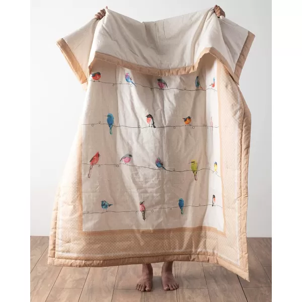 Maison d Hermine Birdies On Wire Cotton Throw Blanket Bohemian Bedding Lightweight and Breathable for Couch Sofa Bed Travel 60x8050x60 11  Birdies on Wire