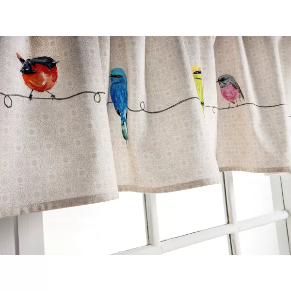 Maison d Hermine Canton 100 Cotton Set of 3 Kitchen Window Curtain for Cafe Kitchen Bedroom Home 2 Tiers 28x36 and 1 Valance 56x1804  Birdies on Wire