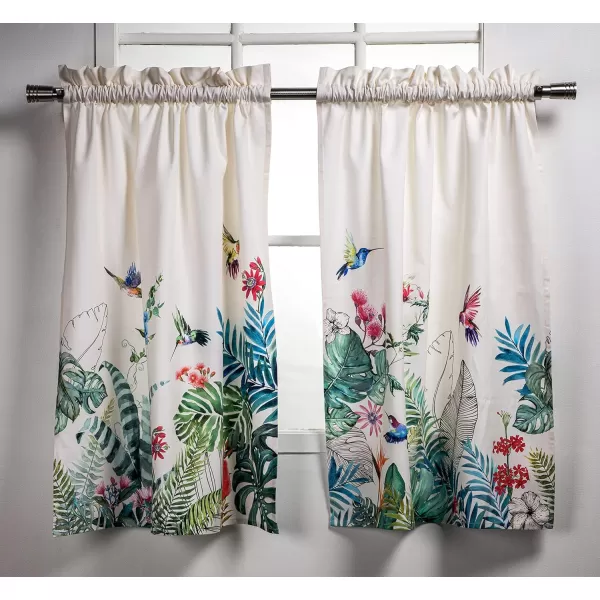 Maison d Hermine Canton 100 Cotton Set of 3 Kitchen Window Curtain for Cafe Kitchen Bedroom Home 2 Tiers 28x36 and 1 Valance 56x1805  Tropiques
