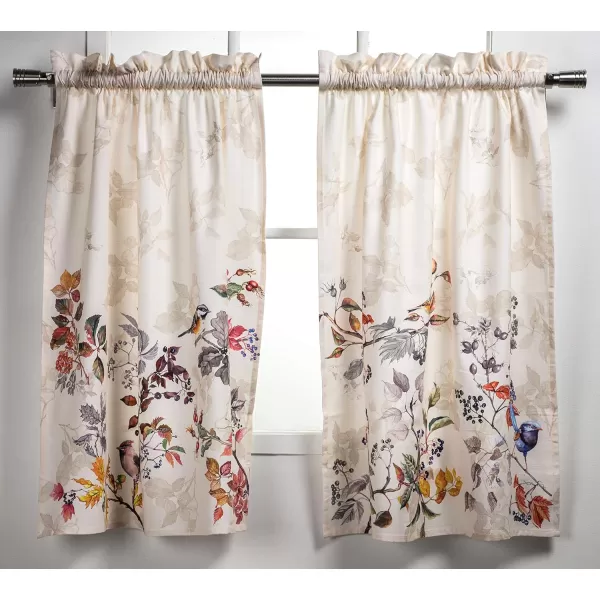 Maison d Hermine Canton 100 Cotton Set of 3 Kitchen Window Curtain for Cafe Kitchen Bedroom Home 2 Tiers 28x36 and 1 Valance 56x1807  Equinoxe  Beige