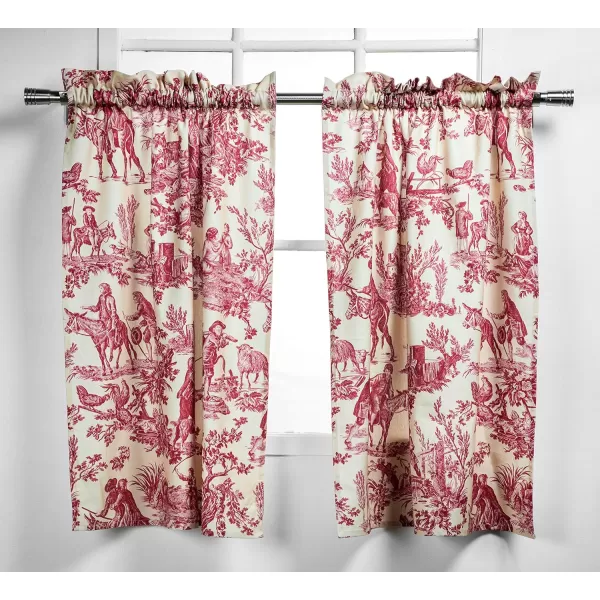 Maison d Hermine Canton 100 Cotton Set of 3 Kitchen Window Curtain for Cafe Kitchen Bedroom Home 2 Tiers 28x36 and 1 Valance 56x1809  the Miller  Red