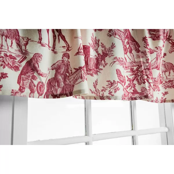 Maison d Hermine Canton 100 Cotton Set of 3 Kitchen Window Curtain for Cafe Kitchen Bedroom Home 2 Tiers 28x36 and 1 Valance 56x1809  the Miller  Red
