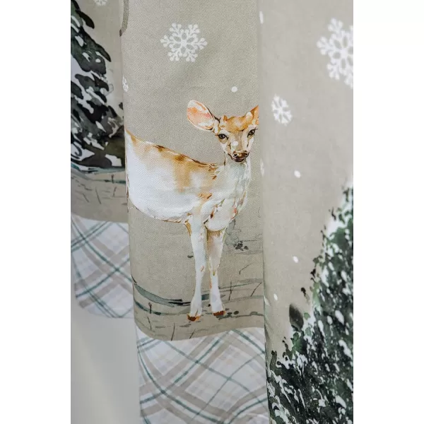 Maison d Hermine Canton 100 Cotton Set of 3 Kitchen Window Curtain for Cafe Kitchen Bedroom Home 2 Tiers 28x36 and 1 Valance 56x1811  Deer in the Woods