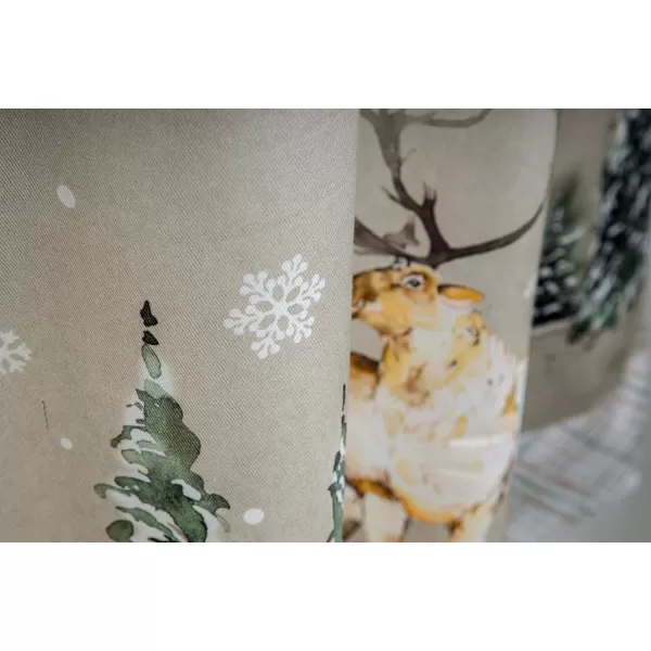 Maison d Hermine Canton 100 Cotton Set of 3 Kitchen Window Curtain for Cafe Kitchen Bedroom Home 2 Tiers 28x36 and 1 Valance 56x1811  Deer in the Woods