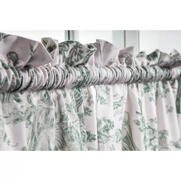Maison d Hermine Canton 100 Cotton Set of 3 Kitchen Window Curtain for Cafe Kitchen Bedroom Home 2 Tiers 28x36 and 1 Valance 56x1813  the Miller  Antique Green