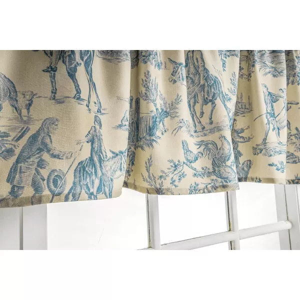 Maison d Hermine Canton 100 Cotton Set of 3 Kitchen Window Curtain for Cafe Kitchen Bedroom Home 2 Tiers 28x36 and 1 Valance 56x1814  the Miller  Blue