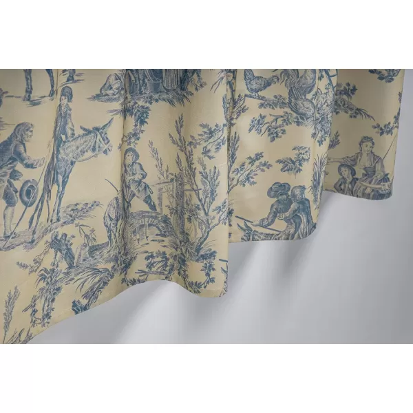 Maison d Hermine Canton 100 Cotton Set of 3 Kitchen Window Curtain for Cafe Kitchen Bedroom Home 2 Tiers 28x36 and 1 Valance 56x1814  the Miller  Blue