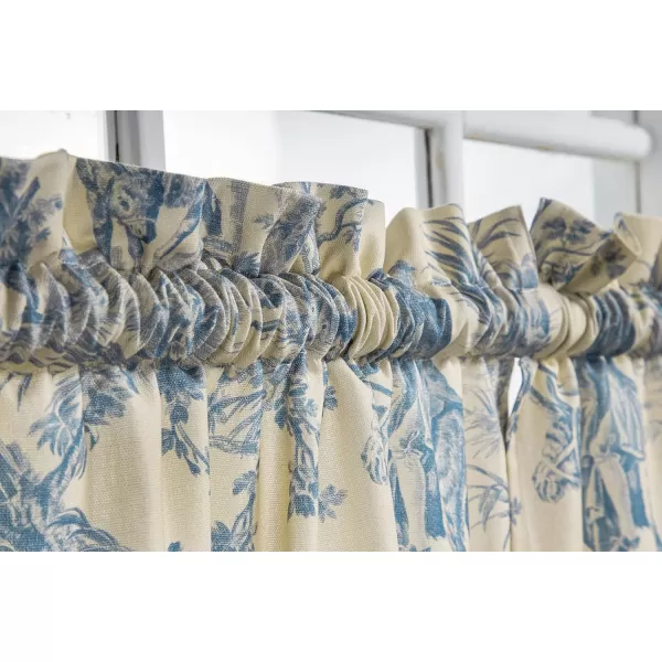Maison d Hermine Canton 100 Cotton Set of 3 Kitchen Window Curtain for Cafe Kitchen Bedroom Home 2 Tiers 28x36 and 1 Valance 56x1814  the Miller  Blue
