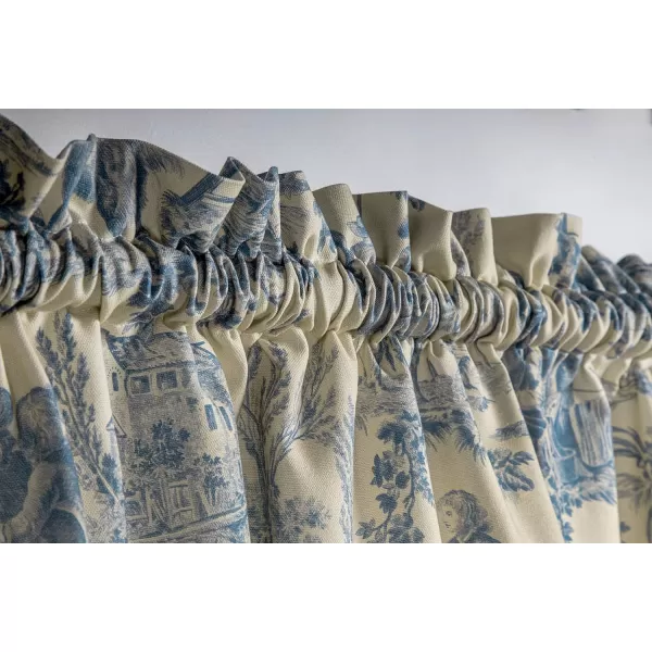 Maison d Hermine Canton 100 Cotton Set of 3 Kitchen Window Curtain for Cafe Kitchen Bedroom Home 2 Tiers 28x36 and 1 Valance 56x1814  the Miller  Blue