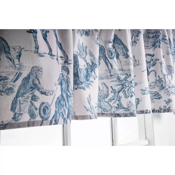 Maison d Hermine Canton 100 Cotton Set of 3 Kitchen Window Curtain for Cafe Kitchen Bedroom Home 2 Tiers 28x36 and 1 Valance 56x1815  the Miller  Denim