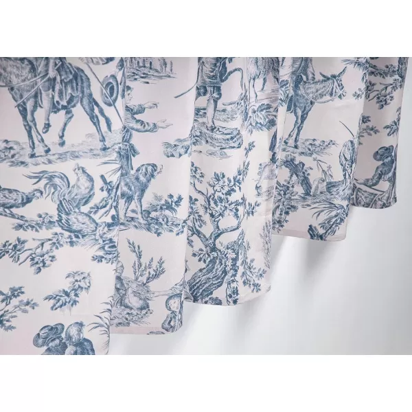 Maison d Hermine Canton 100 Cotton Set of 3 Kitchen Window Curtain for Cafe Kitchen Bedroom Home 2 Tiers 28x36 and 1 Valance 56x1815  the Miller  Denim