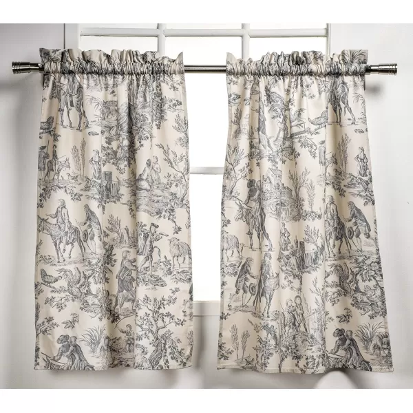 Maison d Hermine Canton 100 Cotton Set of 3 Kitchen Window Curtain for Cafe Kitchen Bedroom Home 2 Tiers 28x36 and 1 Valance 56x1816  the Miller  Paloma Gray