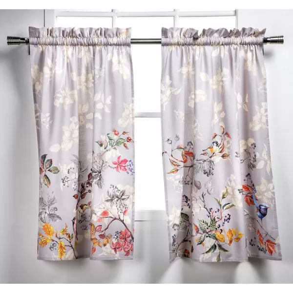 Maison d Hermine Canton 100 Cotton Set of 3 Kitchen Window Curtain for Cafe Kitchen Bedroom Home 2 Tiers 28x36 and 1 Valance 56x1817  Equinoxe  Grey