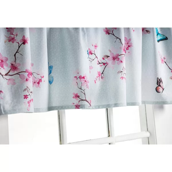 Maison d Hermine Canton 100 Cotton Set of 3 Kitchen Window Curtain for Cafe Kitchen Bedroom Home 2 Tiers 28x36 and 1 Valance 56x1819  Blossoms in Spring  Sakura