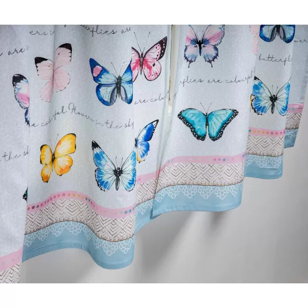 Maison d Hermine Canton 100 Cotton Set of 3 Kitchen Window Curtain for Cafe Kitchen Bedroom Home 2 Tiers 28x36 and 1 Valance 56x1819  Blossoms in Spring  Butterfly
