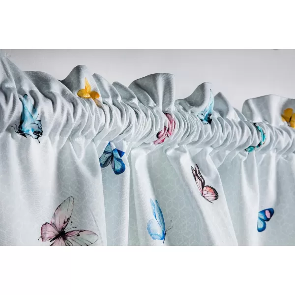 Maison d Hermine Canton 100 Cotton Set of 3 Kitchen Window Curtain for Cafe Kitchen Bedroom Home 2 Tiers 28x36 and 1 Valance 56x1819  Blossoms in Spring  Butterfly
