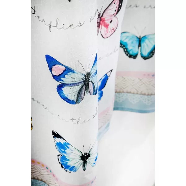 Maison d Hermine Canton 100 Cotton Set of 3 Kitchen Window Curtain for Cafe Kitchen Bedroom Home 2 Tiers 28x36 and 1 Valance 56x1819  Blossoms in Spring  Butterfly