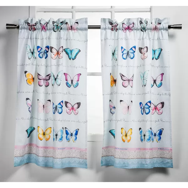 Maison d Hermine Canton 100 Cotton Set of 3 Kitchen Window Curtain for Cafe Kitchen Bedroom Home 2 Tiers 28x36 and 1 Valance 56x1819  Blossoms in Spring  Butterfly