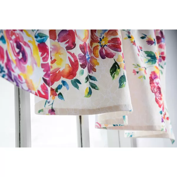 Maison d Hermine Canton 100 Cotton Set of 3 Kitchen Window Curtain for Cafe Kitchen Bedroom Home 2 Tiers 28x36 and 1 Valance 56x1821  Rose Garden