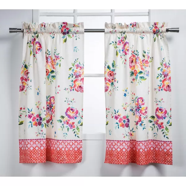 Maison d Hermine Canton 100 Cotton Set of 3 Kitchen Window Curtain for Cafe Kitchen Bedroom Home 2 Tiers 28x36 and 1 Valance 56x1821  Rose Garden