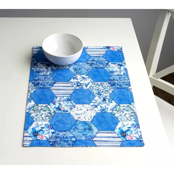 Maison d Hermine Cloth Placemats 100 Cotton Set of 4 Decorative Washable Table Placemat Dining Holidays Buffet Parties amp Wedding Use Summer Picnic  SpringSummer43  Summer Blues Set of 4