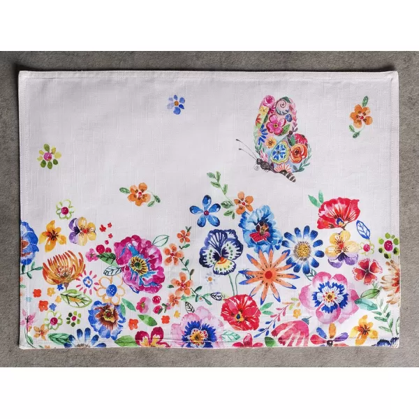 Maison d Hermine Cloth Placemats 100 Cotton Set of 4 Decorative Washable Table Placemat Dining Holidays Buffet Parties amp Wedding Use Summer Picnic  SpringSummer23  Happy Florals  High Summer Set of 4