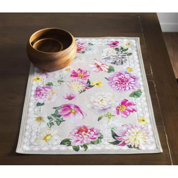 Maison d Hermine Cloth Placemats 100 Cotton Set of 4 Decorative Washable Table Placemat Dining Holidays Buffet Parties amp Wedding Use Summer Picnic  SpringSummer33  Pivoine Set of 4