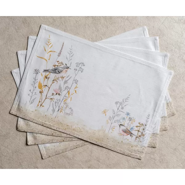 Maison d Hermine Cloth Placemats 100 Cotton Set of 4 Decorative Washable Table Placemat Dining Holidays Buffet Parties amp Wedding Use Summer Picnic  SpringSummer14  Meadow Florals  Beige Set of 4