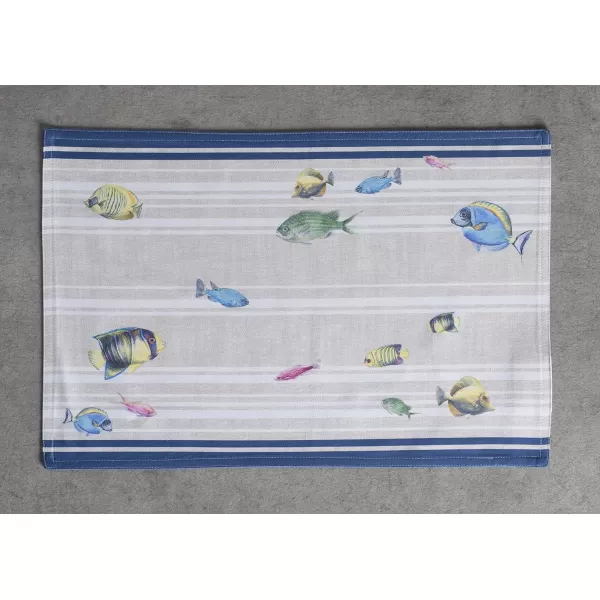 Maison d Hermine Cloth Placemats 100 Cotton Set of 4 Decorative Washable Table Placemat Dining Holidays Buffet Parties amp Wedding Use Summer Picnic  SpringSummer36  Poisson Set of 4