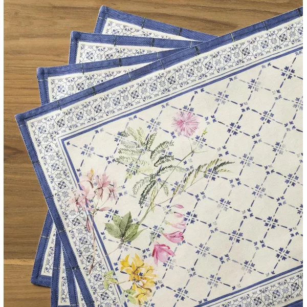 Maison d Hermine Cloth Placemats 100 Cotton Set of 4 Decorative Washable Table Placemat Dining Holidays Buffet Parties amp Wedding Use Summer Picnic  SpringSummer02  Faience Set of 4