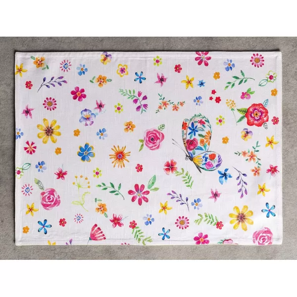 Maison d Hermine Cloth Placemats 100 Cotton Set of 4 Decorative Washable Table Placemat Dining Holidays Buffet Parties amp Wedding Use Summer Picnic  SpringSummer34  Happy Florals  Sweety Set of 4