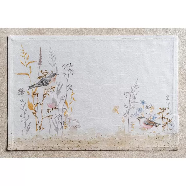 Maison d Hermine Cloth Placemats 100 Cotton Set of 4 Decorative Washable Table Placemat Dining Holidays Buffet Parties amp Wedding Use Summer Picnic  SpringSummer14  Meadow Florals  Beige Set of 4