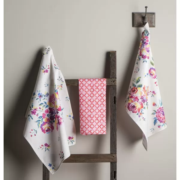 Maison d Hermine Dish Cloth 100 Cotton Set of 3 Quick Drying Dish Towels for Gifts Restaurant Dining Kitchen Parties amp Tea Citrus  SpringSummer38  Rose Garden Pack of 3