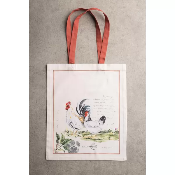 Maison d Hermine Grocery Bag 100 Cotton Reusable Tote Bag for Work Beach Travel Shopping Lunch Perfect for Gifts Men Women Faience05  Campagne  Coq