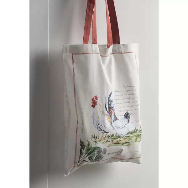 Maison d Hermine Grocery Bag 100 Cotton Reusable Tote Bag for Work Beach Travel Shopping Lunch Perfect for Gifts Men Women Faience05  Campagne  Coq