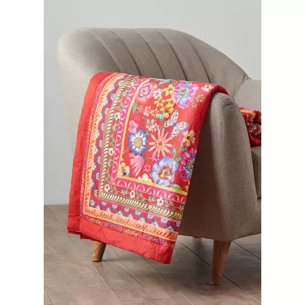 Maison d Hermine Imperfection Cotton Throw Blanket Bohemian Bedding Lightweight and Breathable for Couch Sofa Bed Travel 50x6050x60 12  Happy Florals