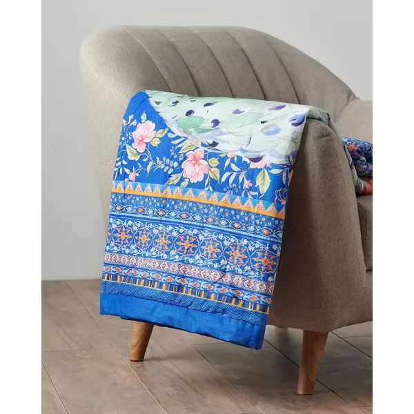 Maison d Hermine Imperfection Cotton Throw Blanket Bohemian Bedding Lightweight and Breathable for Couch Sofa Bed Travel 50x6050x60 19  Peacock