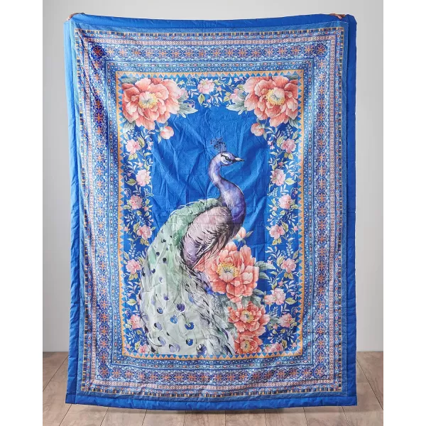 Maison d Hermine Imperfection Cotton Throw Blanket Bohemian Bedding Lightweight and Breathable for Couch Sofa Bed Travel 50x6050x60 19  Peacock