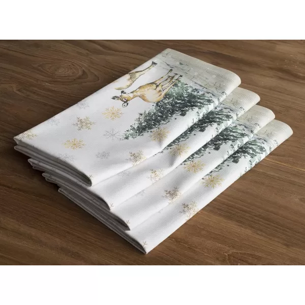 Maison d Hermine Napkin 100 Cotton 20 Inch x 20 Inch Set of 4 Dinner Napkins Decorative Washable Cloth Napkin for Gifts Dining Buffet Party Christmas TraditionThanksgivingChristmas02  Deer in the Woods